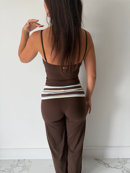 PARADISE STRIPE WIDE LEG BOTTOMS AND HALTER TANK