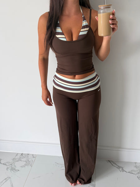 PARADISE STRIPE WIDE LEG BOTTOMS AND HALTER TANK